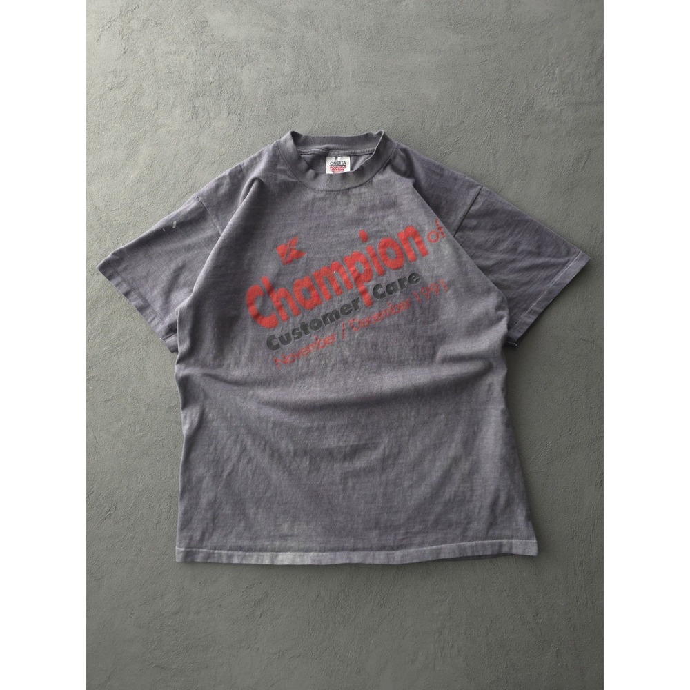 Vintage 90s Kmart Customer Care Grey Single Stitch Cotton T-shirt Oneita XL
